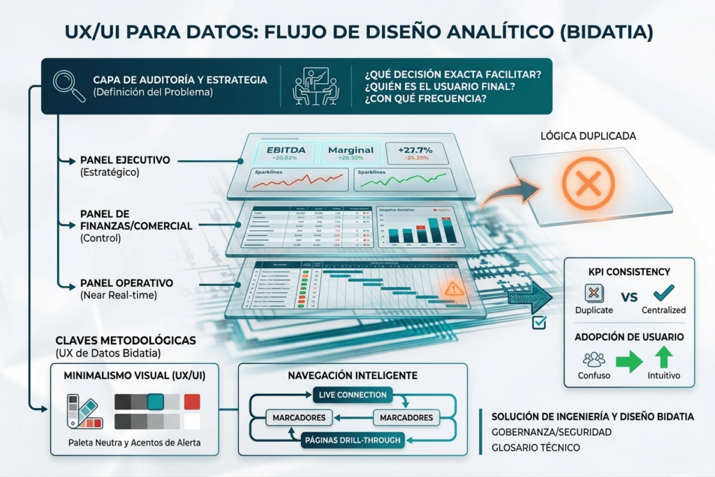 Metodología de diseño UX y UI analítico para cuadros de mando en Power BI por Bidatia.